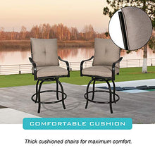PATIO TREE Outdoor Counter Height Bar Stools Set of 4 with Polyester Cushions Black