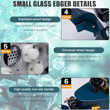 Electric Glass Edging Machine, Electric Small Glass Grinding Edger Polisher, Straight Round Bevelled Glass Edging Grinder Glass Acryl Polishing Machine with 8 Diamond Wheels & 2 Polish Wheels Blue