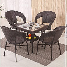 POLGDW Outdoor Rattan Patio Coffee Table with Glass Top Square Side Table for Living Room and Bedroom Black Woven Design 55.5 * 60cm