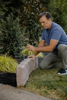 Beuta Landscape Edging | Garden Edging Border | Polyrock Block XL for Lawn Edging, Flower Beds & Yard Edging – 40 Pack | Each Section Has 6 Blocks 48" L x 4" W x 9.5" H | 120 Spikes | Cobblestone