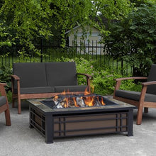 Real Flame Hamilton 44" Rectangle Steel Patio Wood Burning Outdoor Fire Pit, Portable Fire Pit for Backyard. Includes Spark Screen, Poker, Log Grate, and Storage Cover.