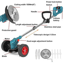 Electric Lawn Mower, Cordless Lawn Mower with 224V Li-Ion Batteries and Quick Charger, 6 Inch, Lightweight and Extendable, 850W Max for Lawn Care