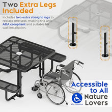 OUTTANS Commercial Metal Picnic Table (Black, 46in Square, Expanded Steel)