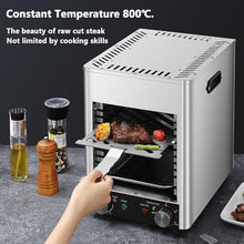 JYXYXSCP 800℃ Commercial Steak Broiler,w/0-10min Timer and 10 Grilling Slots,Time and Temperature Can Be Set,Adjustable for Beef Vegetables