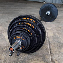 Rugged Strength & Fitness Olympic Weight Plate Set - 300 lbs. Cast Iron, Deep Dish Design Black