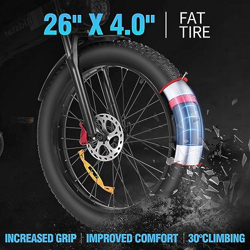 Bopzin Folding Electric Bike for Adults 26''-2000W 48V 20AH-Foldable Black