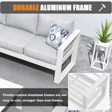 KHOLH 5 Piece Modern Aluminum Patio Furniture Set with Fire Pit Table Light Gray