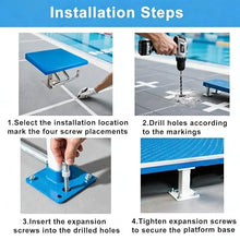 GSHSHOU 20 X 20 Inches Swimming Starting Block, Professional Heavy-Duty Diving Board, Stainless Steel Pool Diving Platform, Competition Diving Board with Handrail,Ideal for Swimming and Training Y2