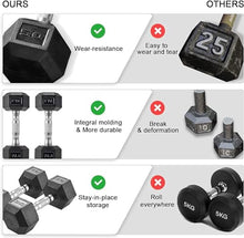 LIFERUN Rubber Coated Cast Iron Hex Dumbbell Set, 75lb Black