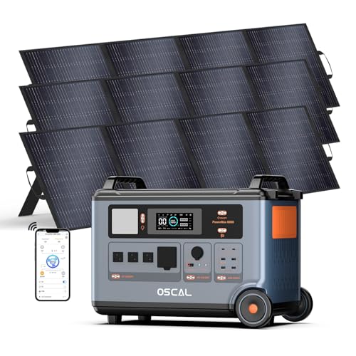 OSCAL PowerMax 6000 Solar Generator with 3x200W Solar Panel, 120V/240V