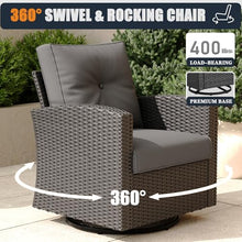 KHOLH Patio Furniture Set with Fire Pit Table, 15 Pieces Outdoor All-Weather Wicker Conversation Sectional Chair Sofa Set with 4 Swivel Chairs