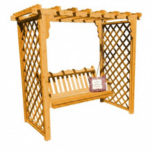 Keystone Amish Co. Manchester Cedar Garden Arbor with Swing, Heavy Duty Outdoor Wooden Archway Trellis & Porch Swing, Amish Crafted, Made in USA, 6-Foot, Natural Stain