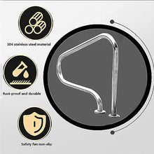 Pool Handrail, Premium 304 Stainless Steel Pool Safety Handrails, Silver Rustproof Swimming Pool Hand Rails 2 PCS for Inground Pool Entry - Easy Mount (Thick 1.2mm)