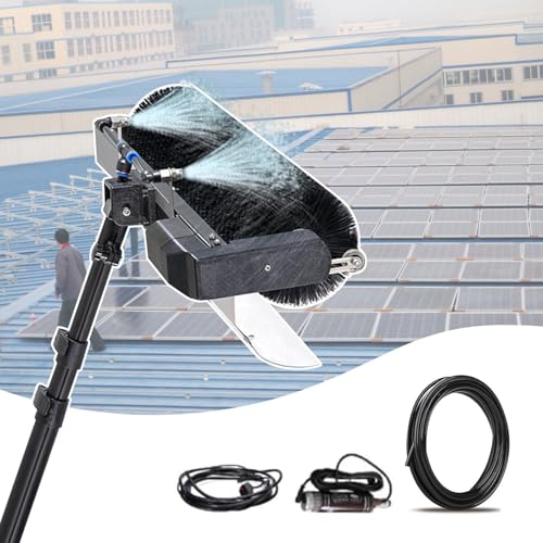 Electric Solar Panel Cleaning Tools, 60cm Roller Brush Head, Solar Photovoltaic Panel Cleaning Machine, Water Fed Pole Cleaning Kit,7.5M