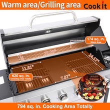 69000 BTU Output Propane Gas Grill with Side Burner and 6 Main Burners - Double-layer Stainless Steel Lid, Cast Iron Grids and Plate, Easy-Clean Grease Management for Perfect BBQs