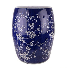 LINKIO Garden Stool Celadon Ceramic Garden Stool, Hand-Painted, Decorative Drum Design, Indoor Outdoor Use Ottomans(C)