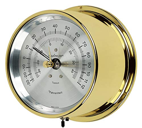 Maximum Mini-Max Remote Reading Thermometer - Brass Case, Silver Dial