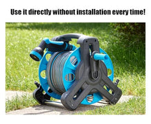 Etsuosy Garden Hose Reel Cart with Crank Handle, PVC Hose and Copper Sprinkler Head, Portable Storage Winding Reel for Outdoor Watering