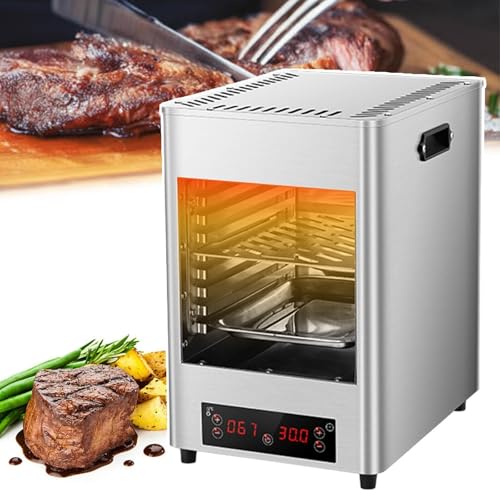 KUYBTU Electric Steak Oven, Countertop Broiler Grill with Temperature Control and 30-Minute Timer for Cooking Beef and Vegetables