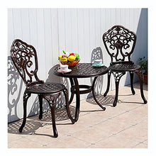 JIQHOHX Patio Bistro Set w/Umbrella Hole - Outdoor Cast Aluminum Furniture Set 3 Piece Table and Chairs - Orchid Carving and Weather Resistant (Antique Green 60x50cm)