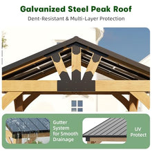 10x12 ft Ceder Wood Gazebo, Hardtop Gazebo with Galvanized Steel Peak Roof