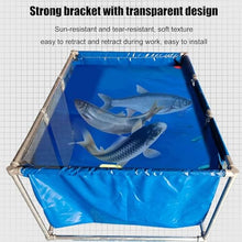 PVC Canvas Fish Pool Pond for Koi Fish Turtles Swimming, Aquarium Transparent Viewing Window Pool Pond with Drain Valve and Frame, Large Aquaculture Pool Temporary Holding Water Storage Tank