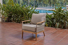 Winston August Lounge Chair Natural Teak Wood Driftwood Grid Weave Sunbrella Cast Ash Fabric