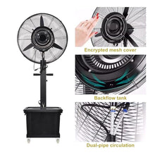 JDXQBLD Industrial Misting Fan with 40L Water Tank, 90° Oscillation Outdoor Fan for Patio, Garage, Gym & Workshop - High Power 750/350W Cooling Solution，750/350W