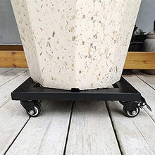SIDUFHAOPKLL Heavy Duty Metal Plant Stand with Wheels Square Iron Caddy Outdoor Flower Pot Rack Indoor Dolly Holder Rolling Tray(Gray,40x40cm)