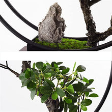 Artificial Plants Bonsai Artificial Bonsai Tree Artificial Bonsai Tree New Chinese Round Iron Art Simulation Green Bonsai Tree Living Room Corridor Rockery Welcome Simulation Bonsai Plant Artificial t