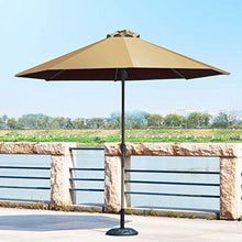 RWGOVLU 2.7M Garden Parasol Sun Shade Outdoor Umbrella 8 Sturdy Ribs with Crank and Tilt Mechanism for Lawn, Deck, Patio and Balcony, Khaki