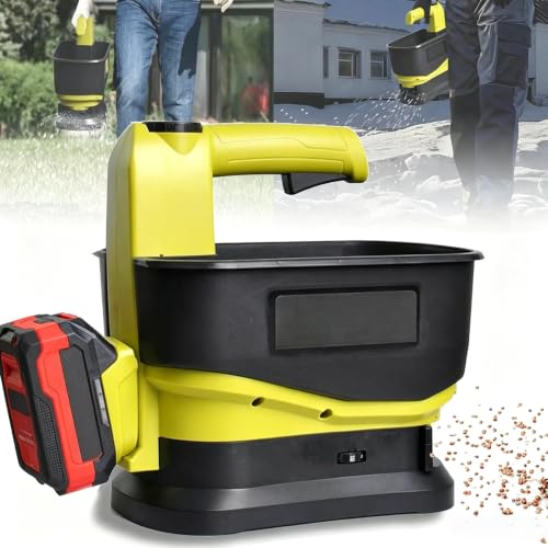 Tiuheyo Cordless Seed Spreader, 5.5L Lawn Seed Spreader + 2 * 4.0Ah Battery Powered, Variable Flow Rate + Adjustable Scatter Width, for Seed