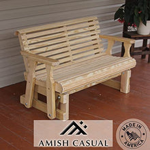 Amish Heavy Duty 800 Lb Roll Back Pressure Treated Porch Glider (4 Foot, Unfinished)