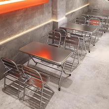 JOSOGO Indoor/Outdoor Bistro Table and Chairs Set for Patio Stainless Steel Folding, Kitchen Prep & Work, Board Games and Camping Picnic(J1.2M*0.6M)
