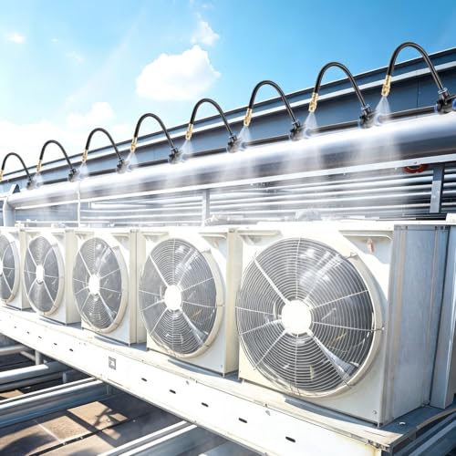 Air Conditioner Evaporative Cooling Kit, 360° Adjustable Misting System