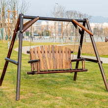 DYUNCZ 2-Seat Porch Swing with A-Frame Stand, Patio/Garden Swing, Slatted Seat, Bearing Capacity 300kg, for Outside Yard, Garden, Deck, Poolside