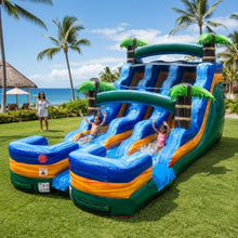 TentandTable 15FT Commercial Inflatable Double Water Slide, Tropical Green