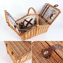 Storage Basket,Wicker Picnic Sets with Utensils Cutlery, Hand Woven Willow Hamper for 4 Persons, for Family,Party,Outdoor,Camping