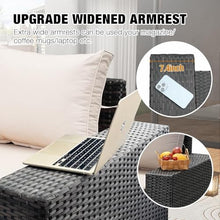HTERWQEA 7-Piece Outdoor Patio Furniture Set, Sectional Sofas with Cushions & Glass Coffee Table, Comfortable Conversation Set for Garden or Porch