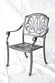 PatioLand Elizabeth Outdoor Patio 9pc Dining Set 44" x 84" Cast Aluminum Walnut