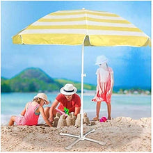Housewares Sun Parasol Umbrella Garden 2.4m Striped Beach Umbrella Umbrellas, with Three-layer 8 Metal Reinforced Support Frames, for Outdoor Cafe Balcony Pool Without Base (Color : (Red)