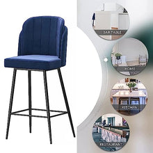 IPSU Velvet Bar Stools Set of 4 Modern Upholstered Counter Height Blue