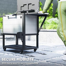 SWLJKU 104-Quart Outdoor Cooler Cart with Wheels, 48-Hour Ice Retention Patio Cooler Bin with Lockable Casters, Bottle Opener, Towel Rack, and Foldable Side Tables
