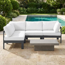 Outdoor Escape White Fabric Outdoor Patio Modular Sectional, Weather-Resistant Upholstery, Comfortable Seating, Stylish Design