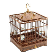 SDVantage Bird Cages Wooden Birdcages Vintage Square Bird Cage Simple Bird Carriers Portable Bird House Carrier Home Outdoor Bird House Easy to Carry,Bronze Small