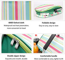 Oxford Cloth Insulated Picnic Basket Water Resistant Leakproof Collapsible Portable Cooler Basket Lunch Bag with Aluminum Handle for Women