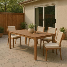 Meridian Furniture 362-T Maui Collection Modern | Contemporary Outdoor Patio Dining Table with Aluminum Frame in a Teak Wood Look, 108" W x 40" D x 30" H, Natural