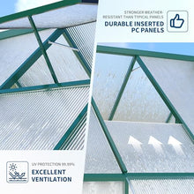 CABIHOME 8x10 ft Outdoor Greenhouse Kit, Heavy Duty Polycarbonate Greenhouse with Reinforced Aluminum Frame, Adjustable Roof Vent, Lockable Door & Quick-Connect System for All Seasons