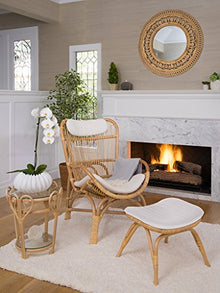 KOUBOO Rattan Loop Lounge Chair with Seat and Head Cushion, Natural Color, Large,