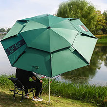 RWGOVLU Portable Beach Umbrella Outdoor Sunshade - Double Layer Fishing Parasol Umbrellas with Carry Bag, Wind Proof Plug/Floor Plug, Telescoping Pole, 360° Rotation, for Park Patio Shade Sails